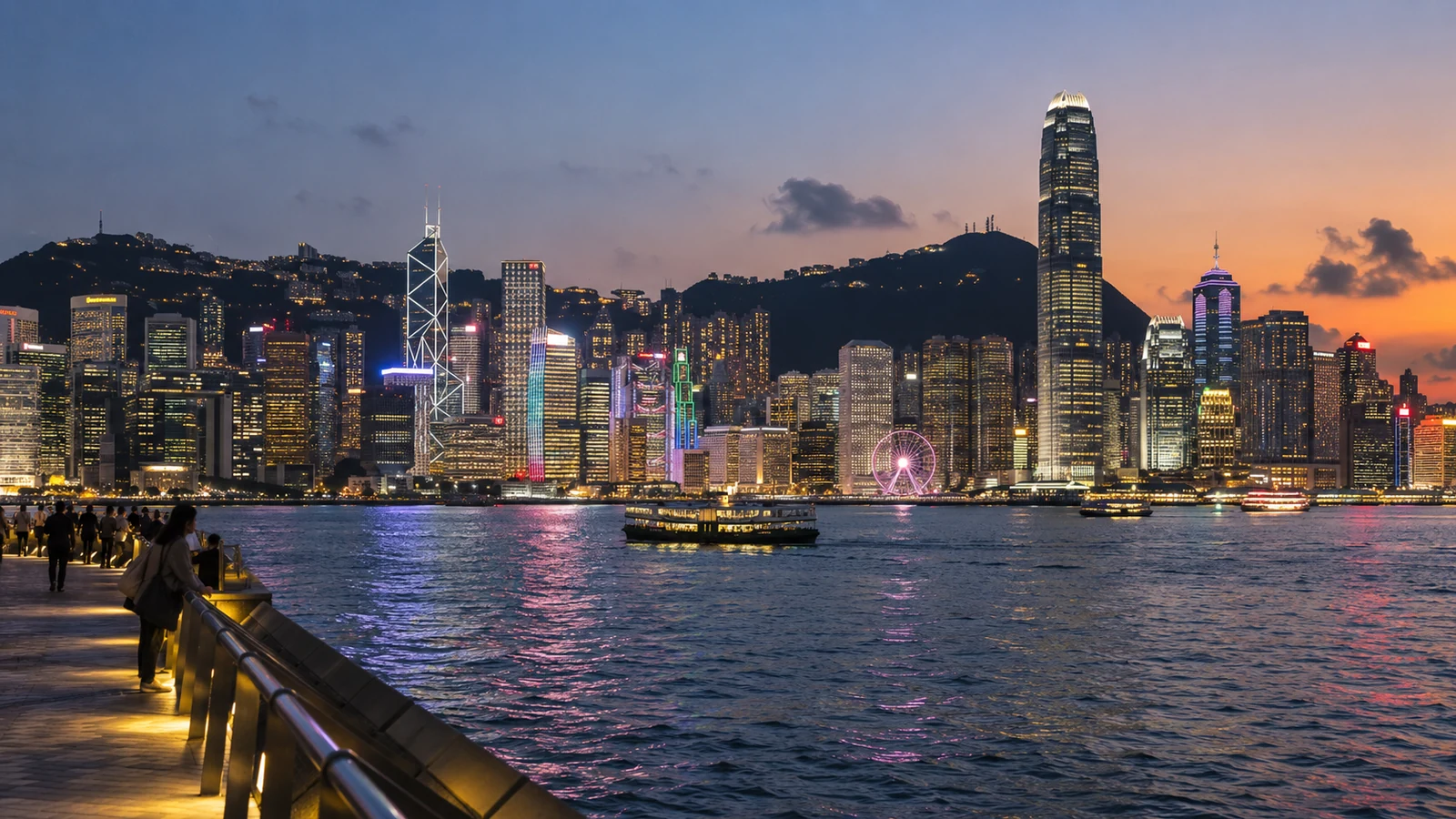 Hong Kong modern city travel illustration
