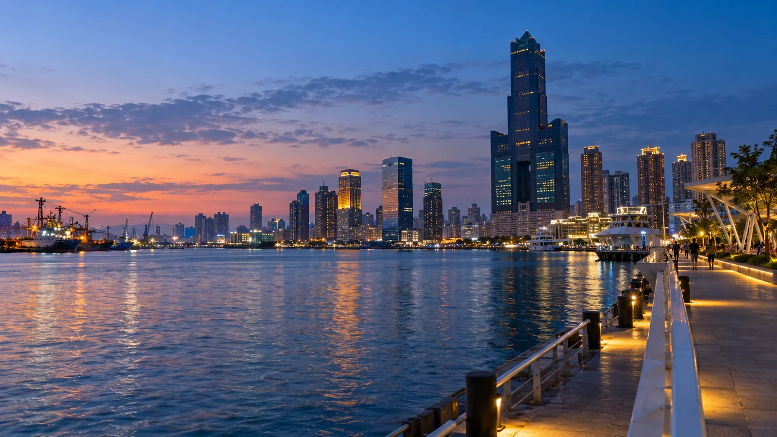 Kaohsiung modern city travel illustration