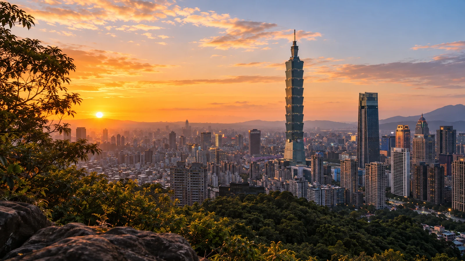 Taipei modern city travel illustration